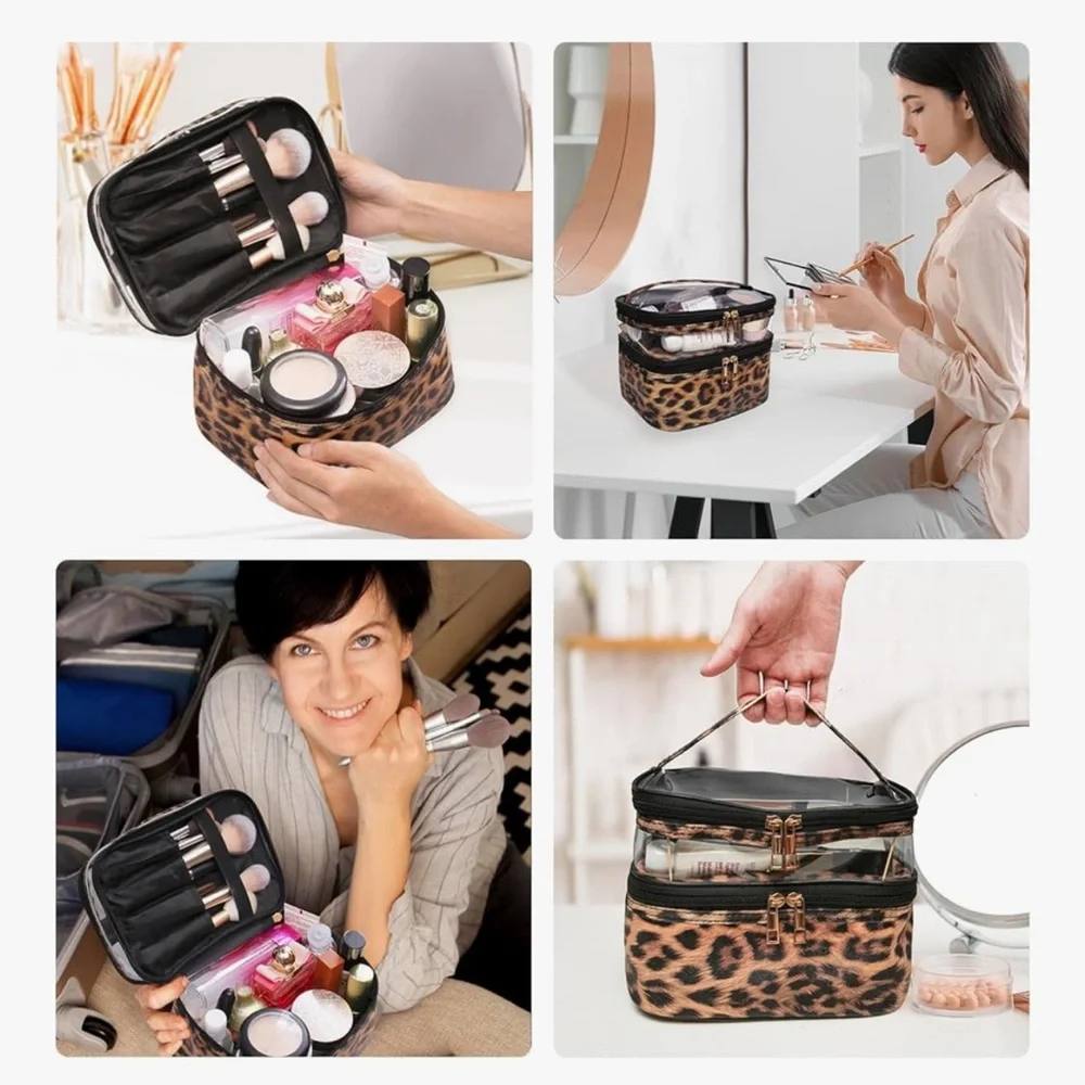🆕 Double-layer Cosmetic Bag Makeup Bag Travel Makeup Bag